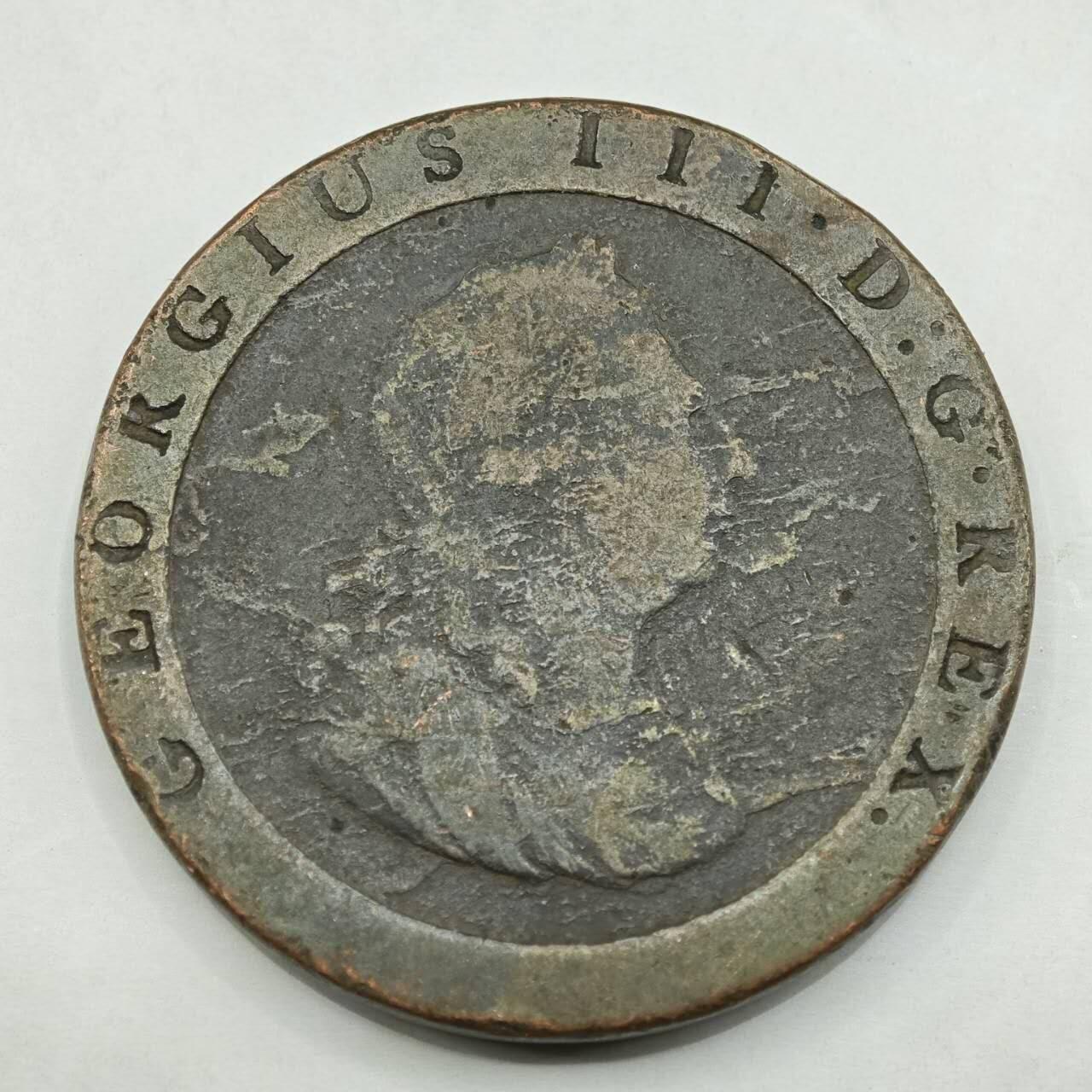 【淘币小摊】限时拍第七百八十四拍  老铜币场  满百包邮可预留两周  周一统一发货  英国1797年乔治三世一便士车轮铜币