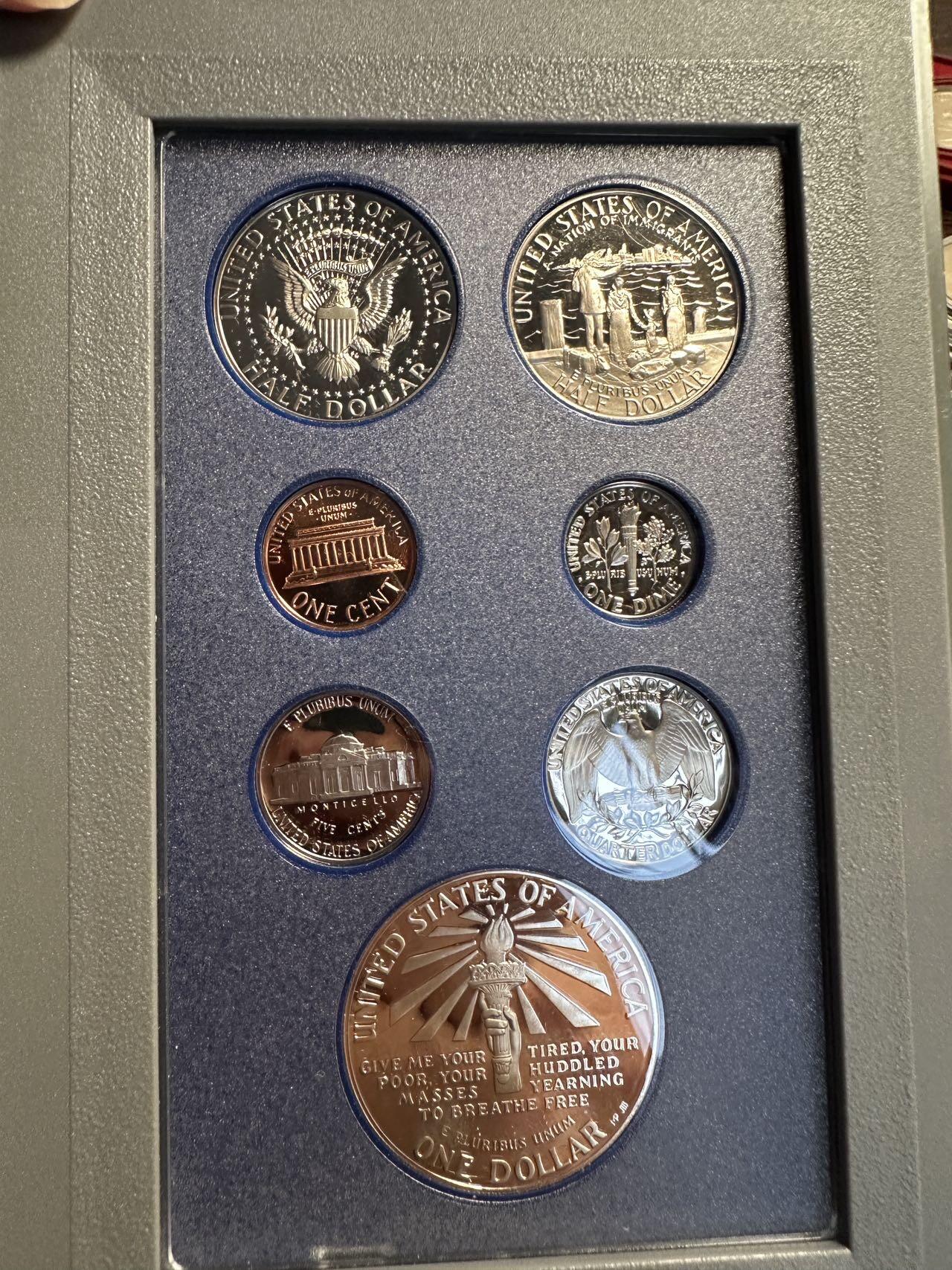 蒂克钱币-第54场 外国精品套币 银币专场 美国1986年 自由女神落成100周年精制纪念套币 含1美元银币