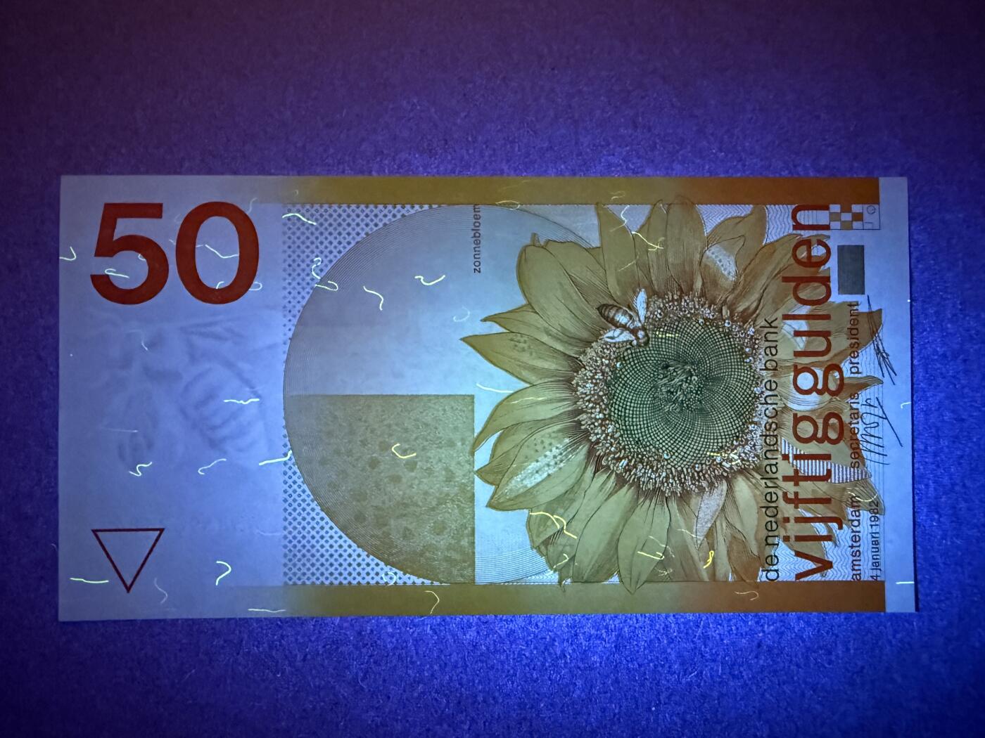 《艾美收藏》第218期-11.2周日外币荟萃 荷兰50盾 UNC 1982年 经典向日葵