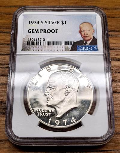 凡希社世界钱币微拍第三百十三期 - 1974美国艾森豪威尔纪念Dollar大银NGC-GEM PROOF
