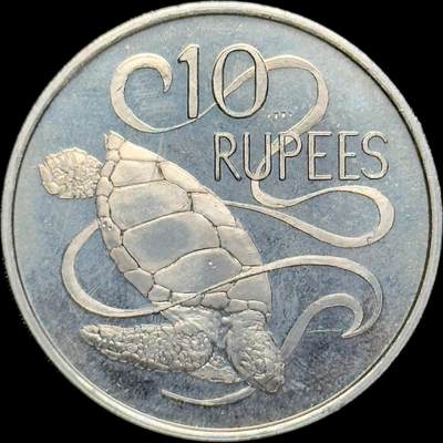 ＜小葵钱铺＞第64期·克朗币·套币·银币场·满200包邮，不寄存·3号发货 - 塞舌尔1974年绿海龟10卢比克朗型硬币