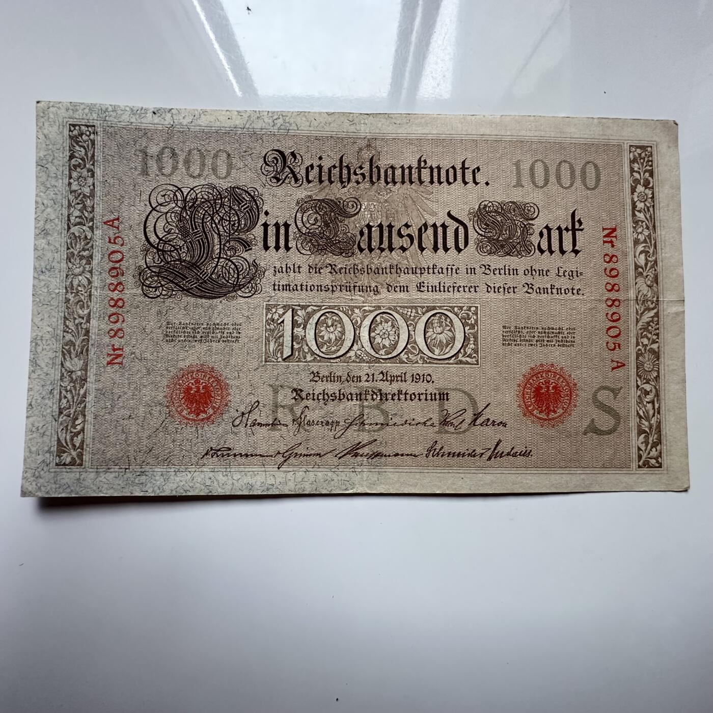 🌹外币初藏🌹🐯2025年第122场  每周二四六晚8️⃣点 接代拍 德国1910年1000马克 大票幅a