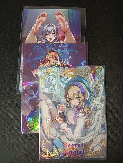 花开卡拍第45期（11月2号周日截拍，品控勿拍!!!拍品不寄存，运费5元，自制卡难免瑕疵，可能存在轻微撞角爆边等出厂瑕疵，品控介意勿拍！） - 动漫美少女 3张 2张衣着清凉 彩闪