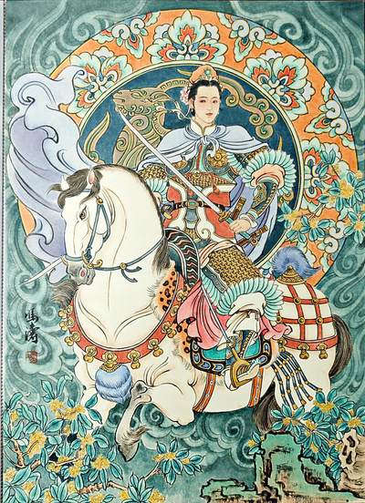 白泽拍卖卡牌手绘专场第27期 - 2025 冯涛手绘画 羊-扈三娘 尺寸：30cm*41.5cm  冯涛亲签