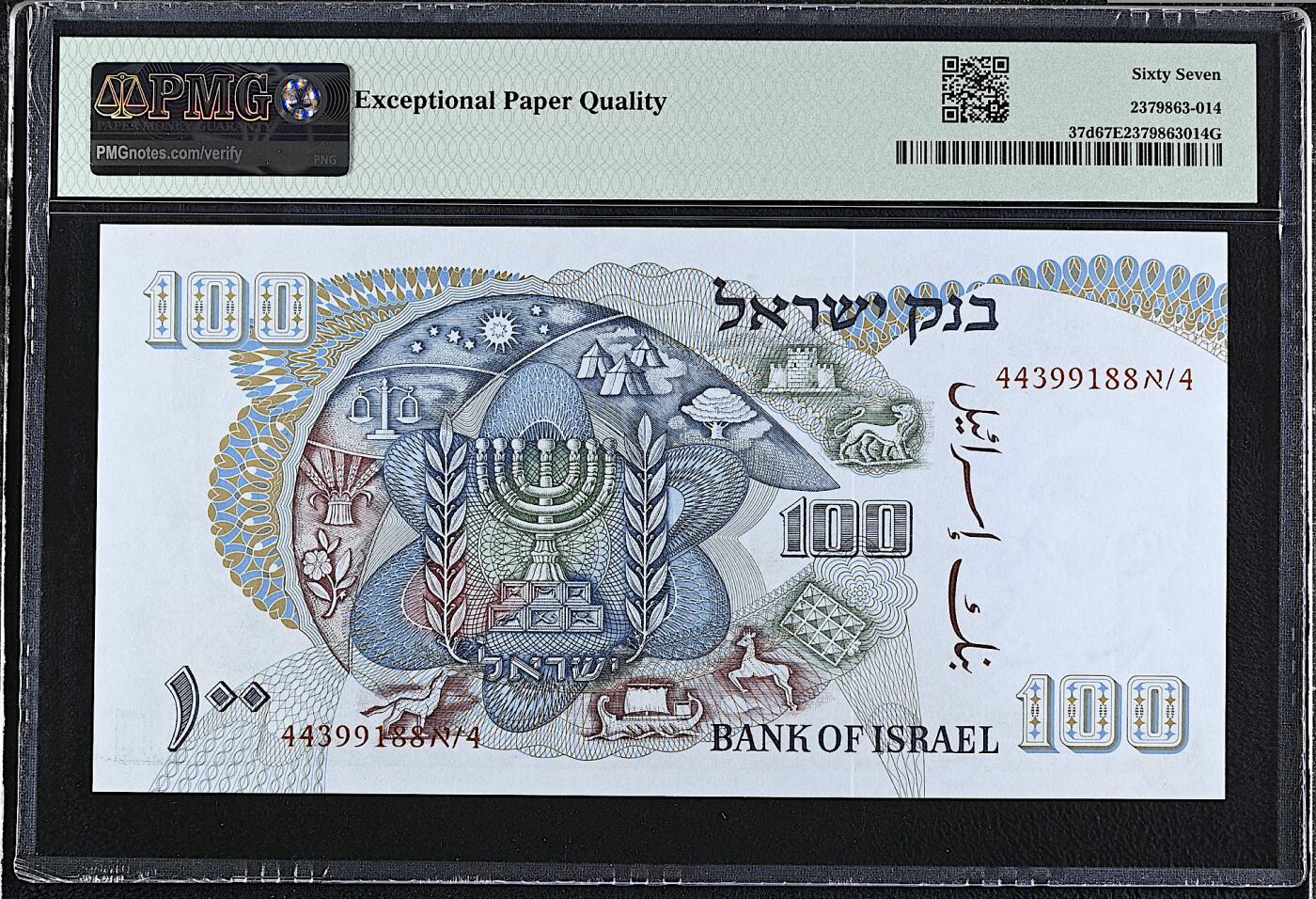 《艾美收藏》第218期-11.2周日外币荟萃 以色列100利洛特 PMG67E 1968年 匈籍犹太人赫茨尔博士 双尾88