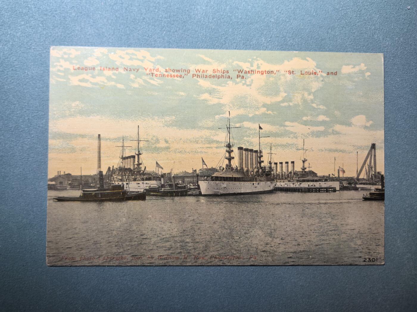盛世勋华——号角文化勋章邮票专场拍卖第286期 美国二战时期军舰专题明信片 田纳西号战列舰和华盛顿号、圣路易斯号巡洋舰