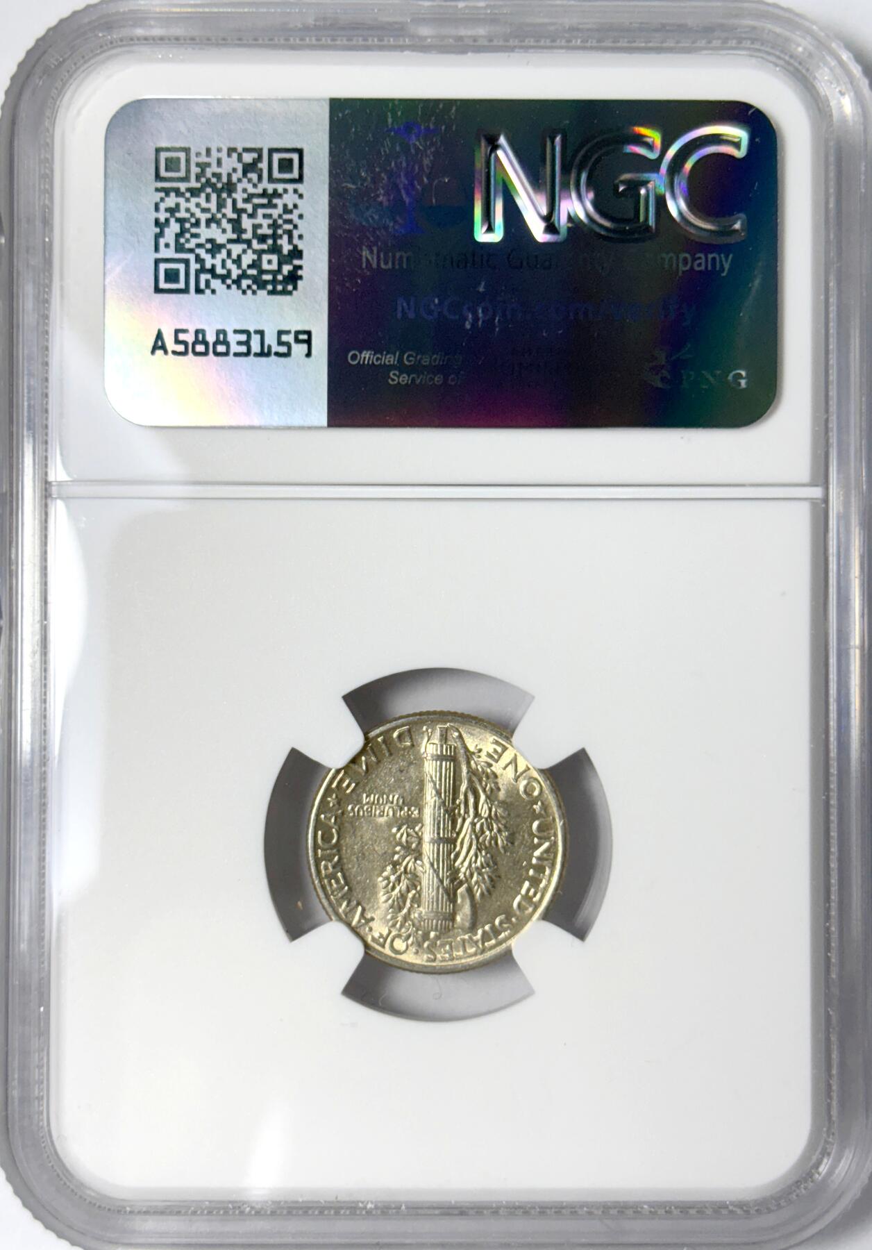 【雨安】【世界币章112-113期】周五/周六 两场连拍 2025-11-01 周六 19:30 保真 8秒倒数自动落锤 高效拍卖 [评级美洲] USA 美国 10分 (1916-1945) 小飞人 1943年 NGC-MS61