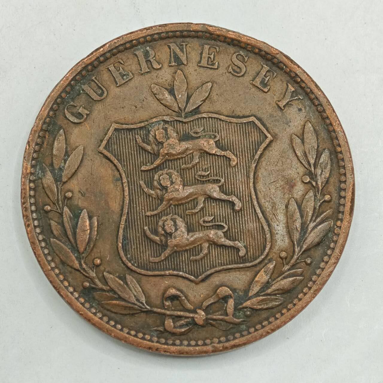 【淘币小摊】限时拍第七百八十四拍  老铜币场  满百包邮可预留两周  周一统一发货  根西岛1858年8道布铜币