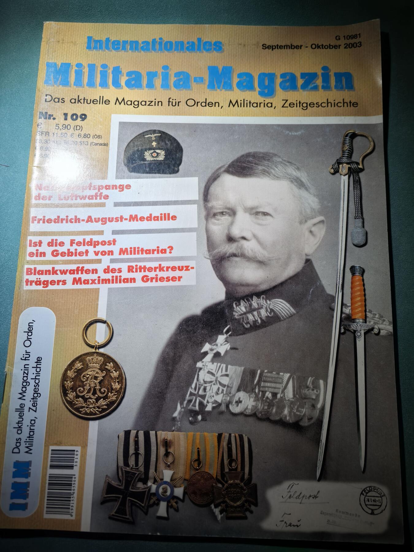 盛世勋华——号角文化勋章邮票专场拍卖第286期 德国出版 Militaria-Magazin杂志 2003年9/10月刊总第109期 58页