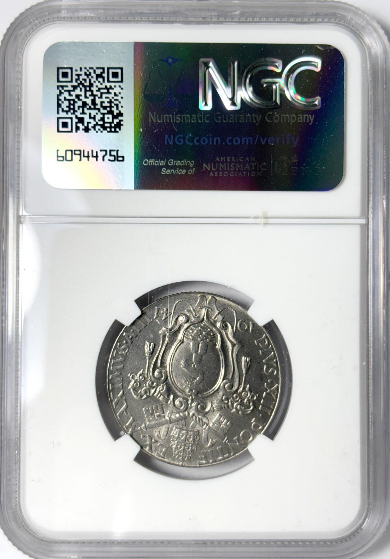 【雨安】【世界币章112-113期】周五/周六 两场连拍 2025-11-01 周六 19:30 保真 8秒倒数自动落锤 高效拍卖 [评级欧洲] Vatican 梵蒂冈 1里拉 1941年 NGC-MS65