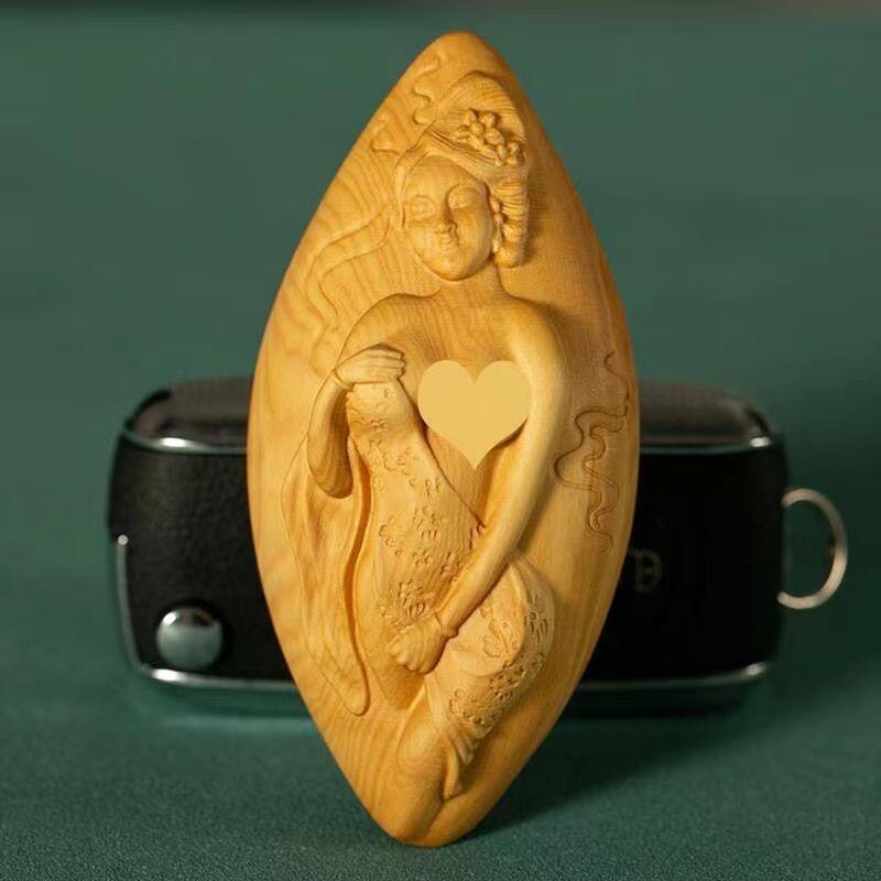 听雨轩（14）木雕 小叶黄杨木雕刻手把件 性感美女 8cm