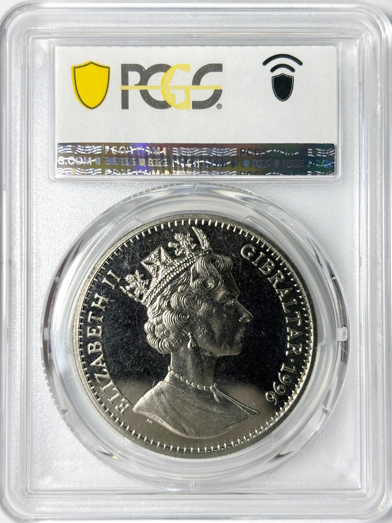 【雨安】【世界币章112-113期】周五/周六 两场连拍 2025-11-01 周六 19:30 保真 8秒倒数自动落锤 高效拍卖 [评级现代] Gibraltar 直布罗陀 1克朗 1996年 卓别林 PCGS-MS64