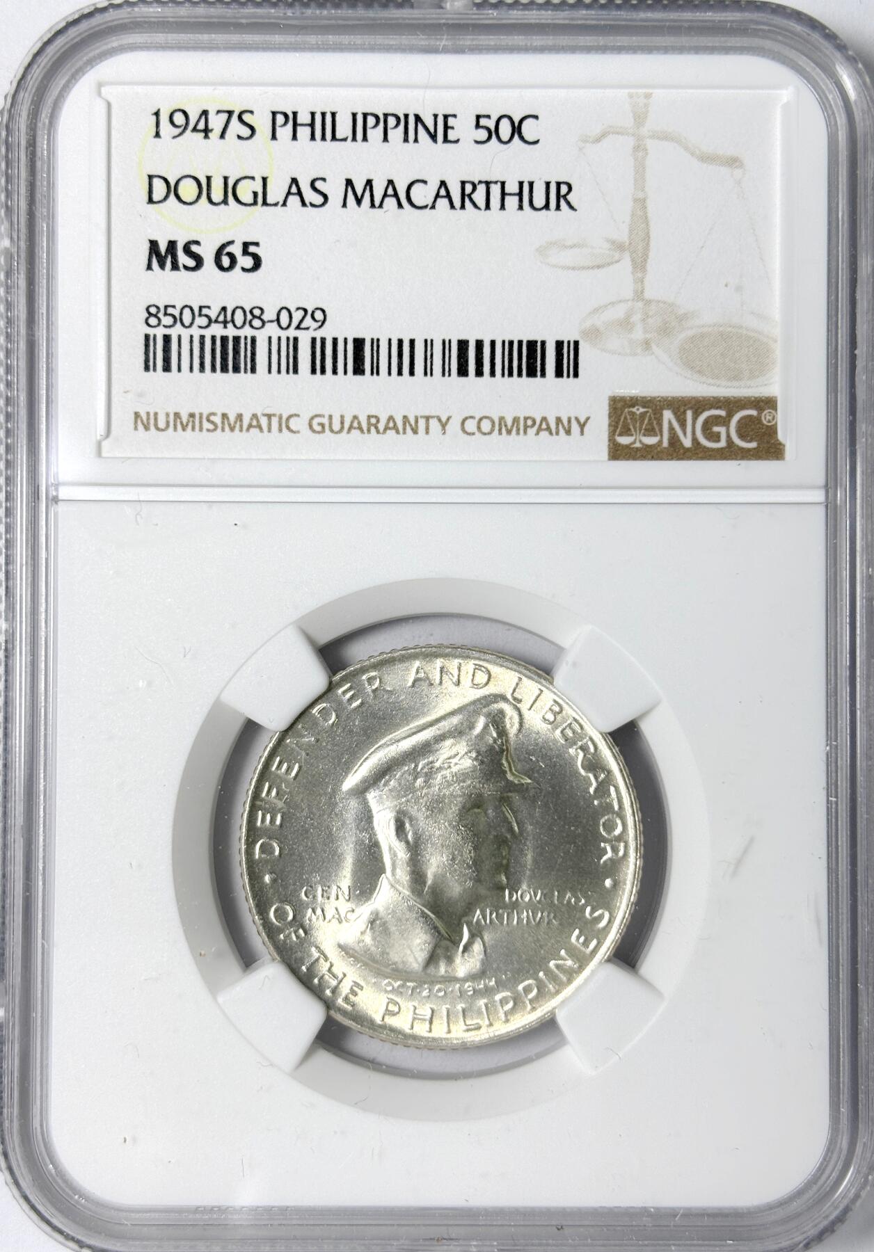 【雨安】【世界币章112-113期】周五/周六 两场连拍 2025-11-01 周六 19:30 保真 8秒倒数自动落锤 高效拍卖 [评级亚洲] Philippines 菲律宾 50分 1947年 道格拉斯·麦克阿瑟 NGC-MS65