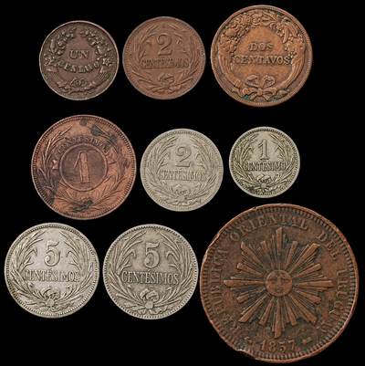 修遠堂世界钱币第九十一期 - 秘鲁，乌拉圭旧钱币一组