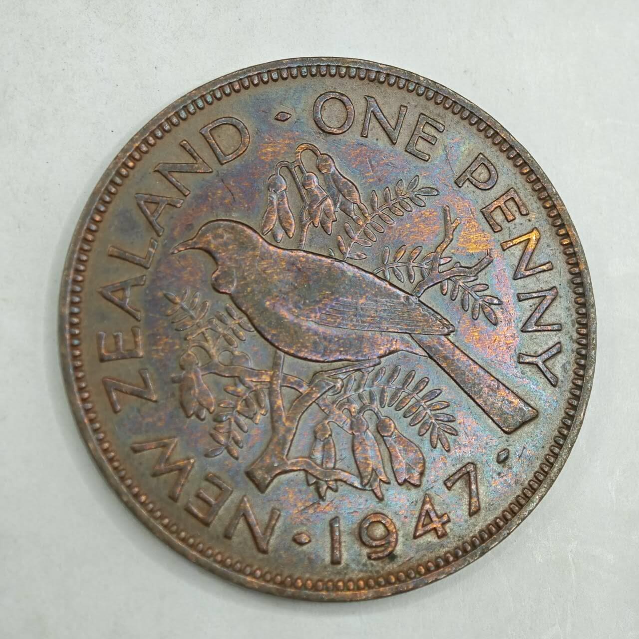 【淘币小摊】限时拍第七百八十四拍  老铜币场  满百包邮可预留两周  周一统一发货  新西兰1947年乔治六世一便士铜币