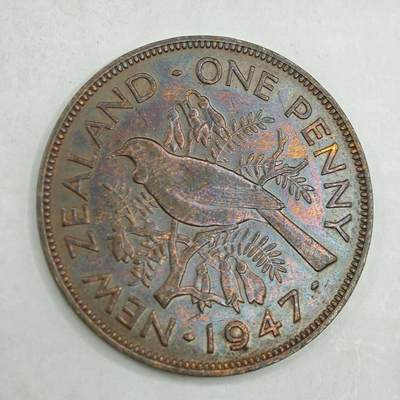 【淘币小摊】限时拍第七百八十四拍  老铜币场  满百包邮可预留两周  周一统一发货  - 新西兰1947年乔治六世一便士铜币