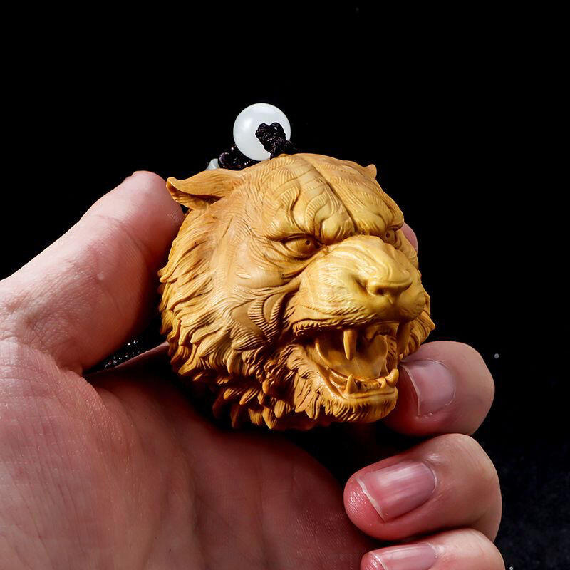 听雨轩（14）木雕 小叶黄杨木雕手把玩件老虎头保健球文玩 5cm