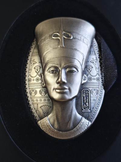 第180期拍卖【长期征集拍品】【北京币展专场】 - 吉布提2023年阿马尔纳之光纳芙蒂蒂3盎司仿古银币，999银，发行1999枚