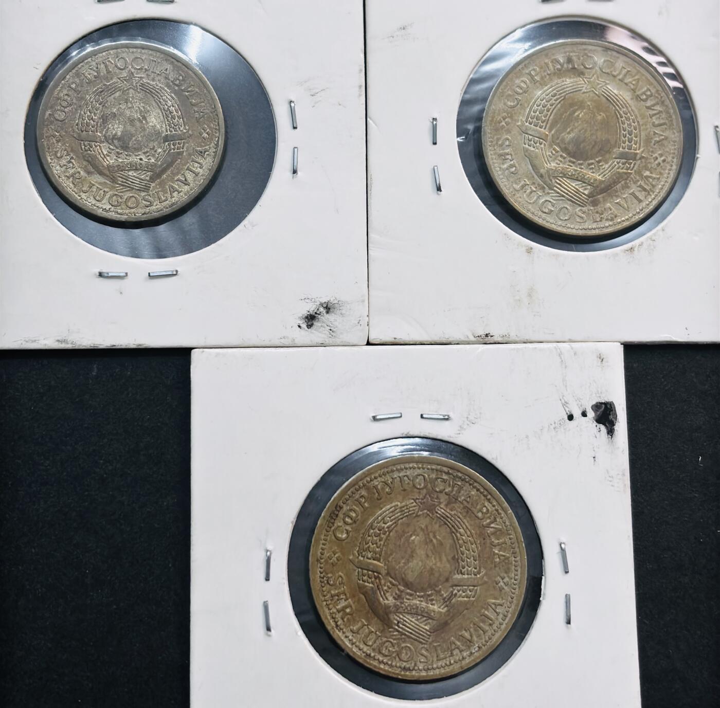 文馨钱币收藏第 278 场，银元，纸币，铜章场 长期接收代拍品 前南斯拉夫社会主义联邦共和国时期 1-2 第纳尔 3 枚