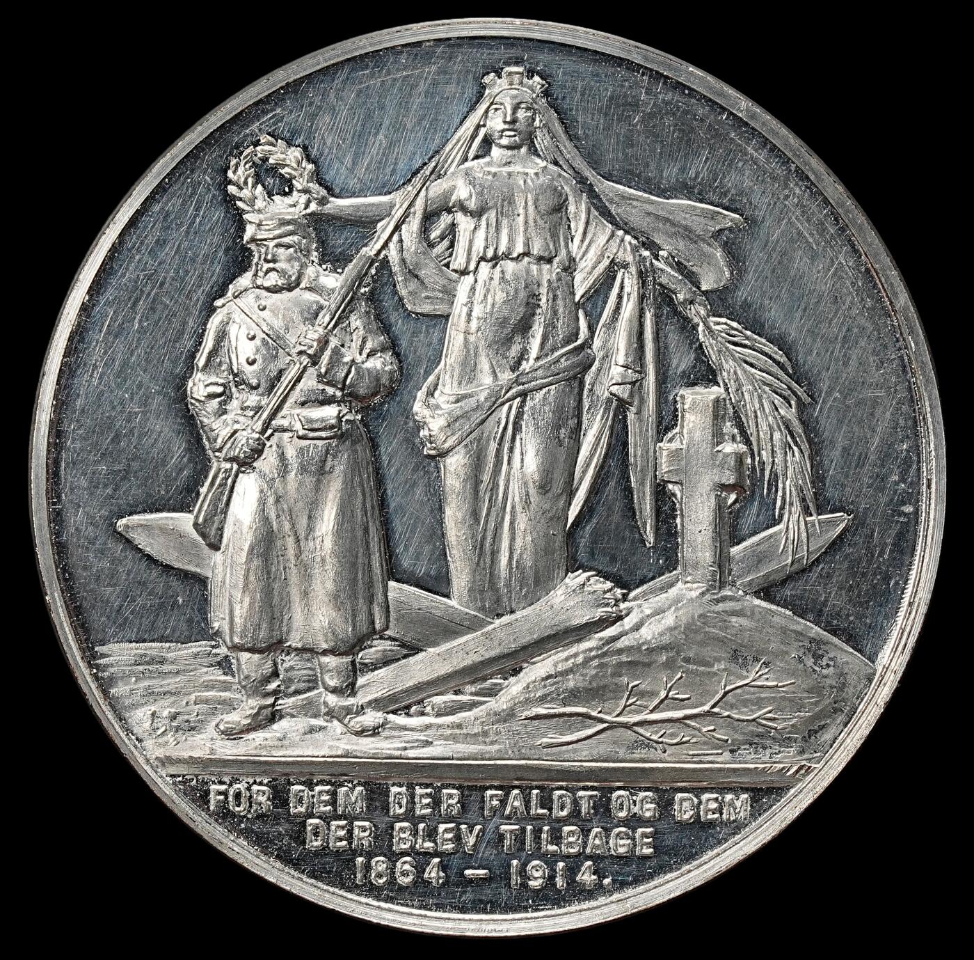 修遠堂世界钱币第九十一期 1914年丹麦-普丹战争50周年纪念白色金属章 带原配纸盒 纸盒有损坏 45.30mm，28.57g