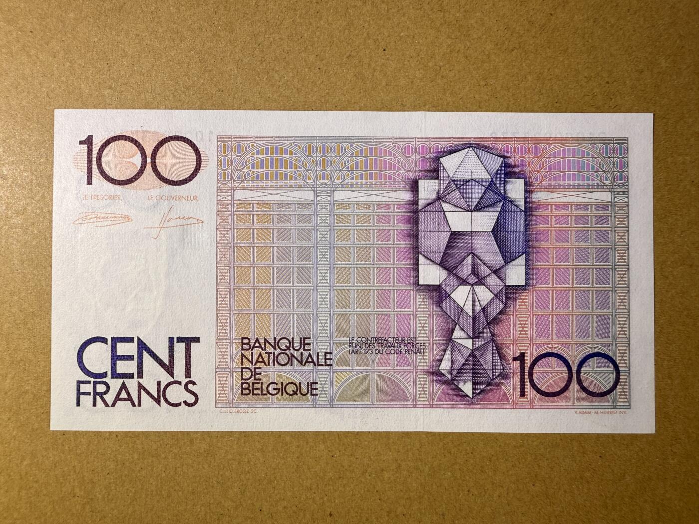 《艾美收藏》第218期-11.2周日外币荟萃 比利时100法郎 UNC 倒二版 比利时建筑师贝埃尔 无4