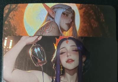 花开卡拍第45期（11月2号周日截拍，品控勿拍!!!拍品不寄存，运费5元，自制卡难免瑕疵，可能存在轻微撞角爆边等出厂瑕疵，品控介意勿拍！） - 大雷风华 女王与精灵 两张艺术版 彩闪