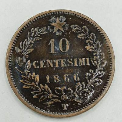 【淘币小摊】限时拍第七百八十四拍  老铜币场  满百包邮可预留两周  周一统一发货  - 意大利1866年10分铜币