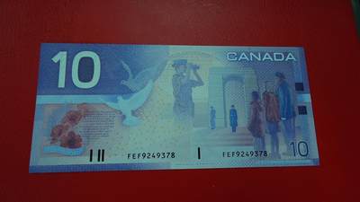 世界钱币～微拍第212期暨2025年第52期  部分库存清仓选号 - 2002年加拿大10元 初版细金属线 全新绝品尾号9378