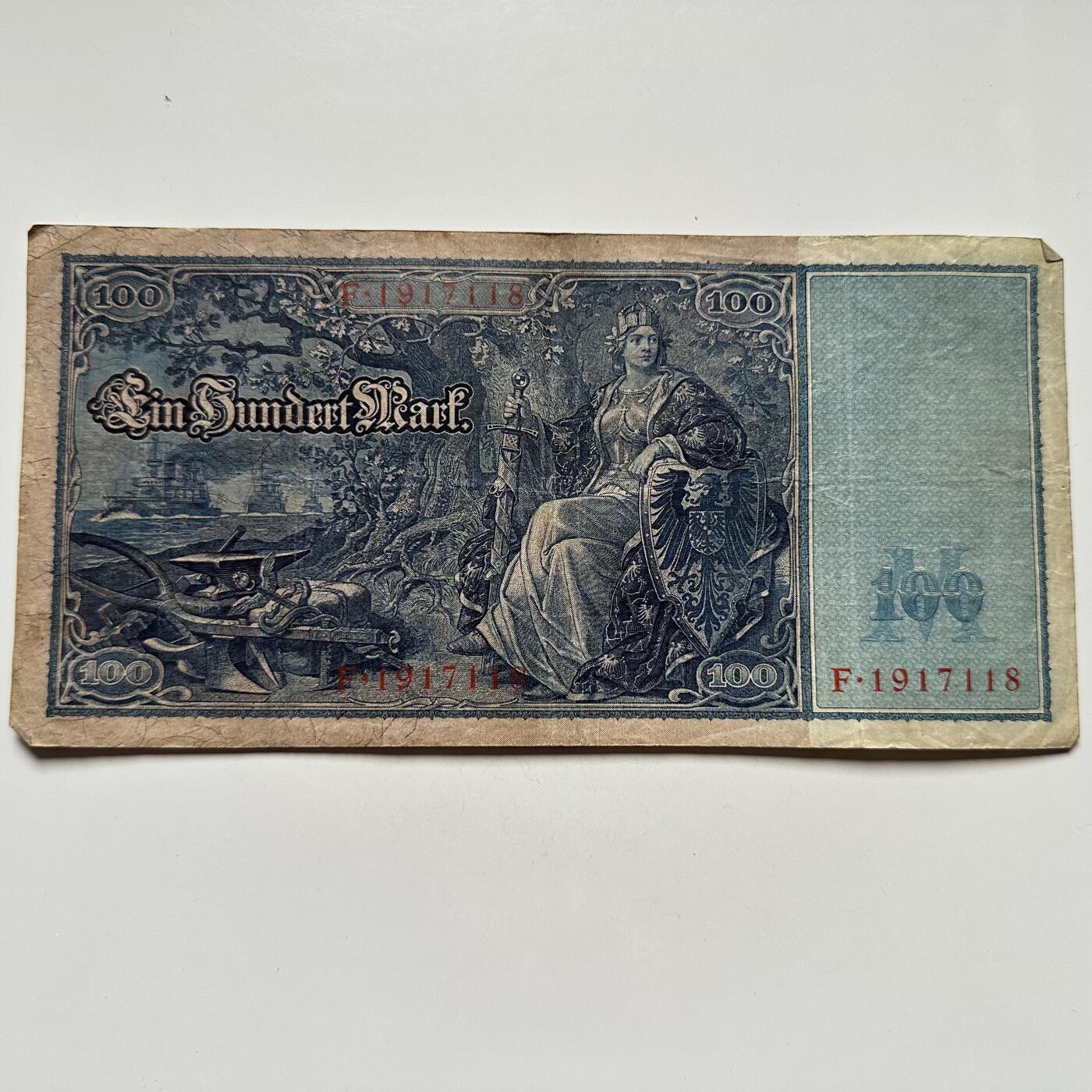 🌹外币初藏🌹🐯2025年第122场  每周二四六晚8️⃣点 接代拍 德国1910年100马克 大票幅 b