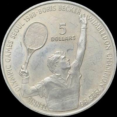 ＜小葵钱铺＞第64期·克朗币·套币·银币场·满200包邮，不寄存·3号发货 - 纽埃1987年汉城奥运会·网球（鲍里斯·贝克尔）5元克朗型纪念币