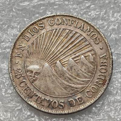 【淘币小摊】限时拍第七百八十六拍  黎巴嫩尼加拉瓜马达加斯加索马里专场  满百包邮可预留两周  周一统一发货  - 尼加拉瓜1912年25分银币 km14