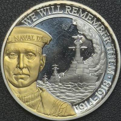 ＜小葵钱铺＞第64期·克朗币·套币·银币场·满200包邮，不寄存·3号发货 - 〈发行量49999〉直布罗陀2018年法兰德斯战场博物馆·皇家海军1克朗镀银镀金精制纪念币