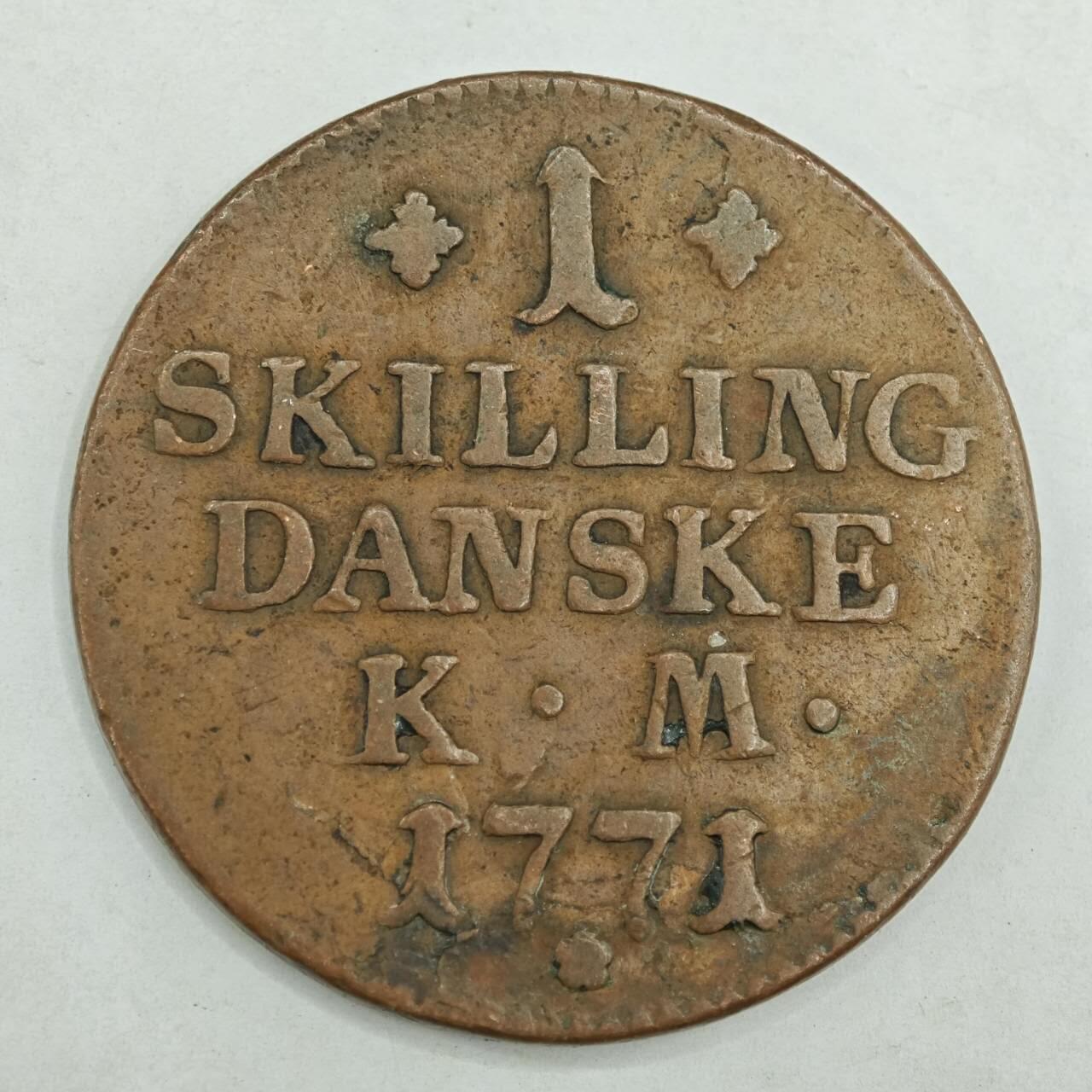 【淘币小摊】限时拍第七百八十四拍  老铜币场  满百包邮可预留两周  周一统一发货  丹麦1771年1斯基林铜币