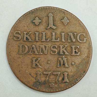 【淘币小摊】限时拍第七百八十四拍  老铜币场  满百包邮可预留两周  周一统一发货  - 丹麦1771年1斯基林铜币