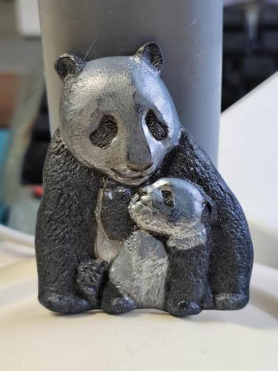 第180期拍卖【长期征集拍品】【北京币展专场】 - 库克2017年幸运母子大熊猫仿古异形纪念银币，999银，88克，发行888枚