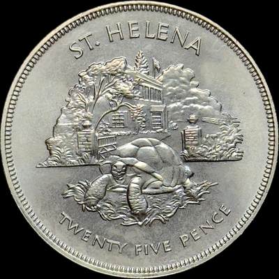 ＜小葵钱铺＞第64期·克朗币·套币·银币场·满200包邮，不寄存·3号发货 - 圣赫勒拿1977年女王登基25周年25便士克朗型纪念币