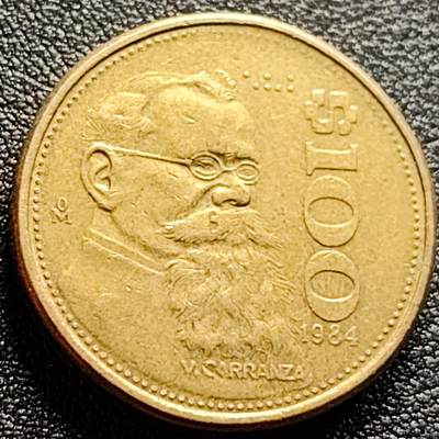 泉币菌-第122场-精品福利场 - 德拉加尔萨 墨西哥1984年100比索 黄铜币 26mm 11.97g