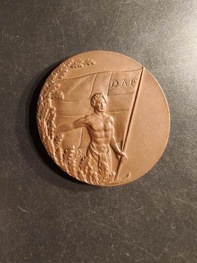 老王徽章第160期 - 丹麦1929年长跑竞赛大铜章     直径39mm.   重量23g