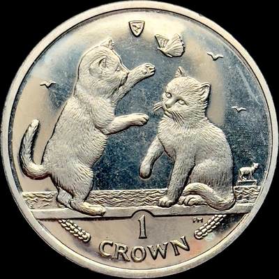 ＜小葵钱铺＞第64期·克朗币·套币·银币场·满200包邮，不寄存·3号发货 - 马恩岛2004年东奇尼猫1克朗纪念币