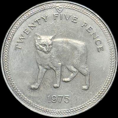 ＜小葵钱铺＞第64期·克朗币·套币·银币场·满200包邮，不寄存·3号发货 - 马恩岛1975年无尾猫25便士克朗型纪念币