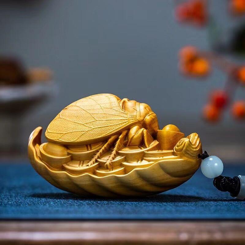 听雨轩（14）木雕 小叶黄杨木雕一鸣惊人手把件 7cm