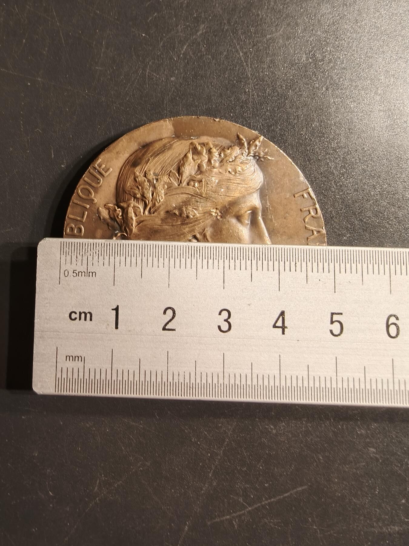 老王徽章第160期  法国市长协会成立50周年大铜章      花环玛丽安娜     大师丹尼尔杜普伊作品     直径50mm.    重量58.2g