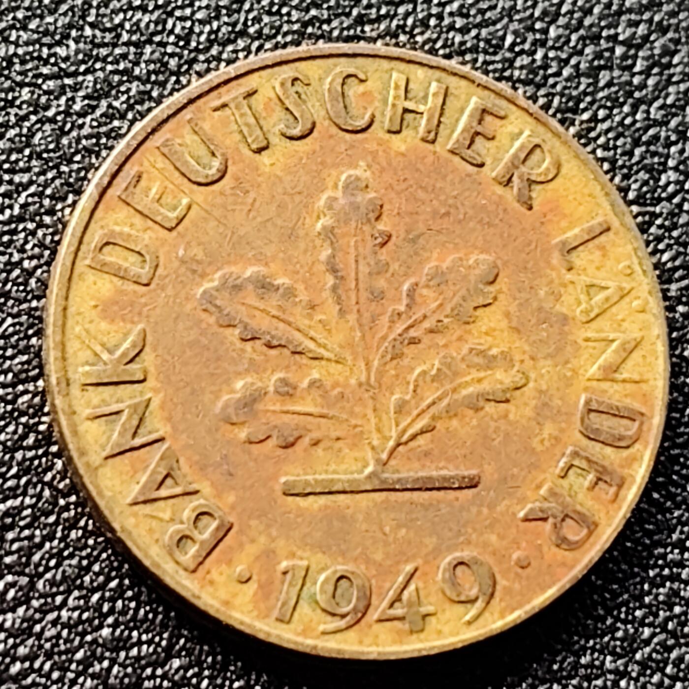 泉币菌-第122场-精品福利场 少见 早期币 德国1949年 10芬尼硬币