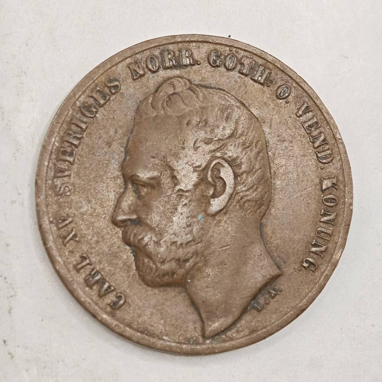 【淘币小摊】限时拍第七百八十四拍  老铜币场  满百包邮可预留两周  周一统一发货  瑞典1861年2欧尔铜币