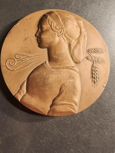 老王徽章第160期 - 法国巴黎信贷银行大铜章     高浮雕     直径68mm.    重量180g