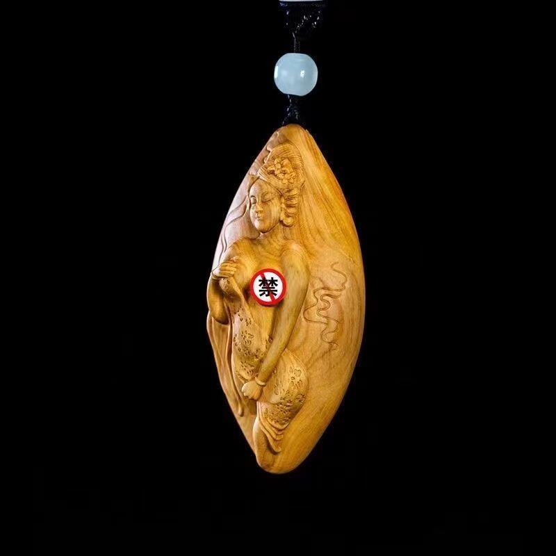 听雨轩（14）木雕 小叶黄杨木雕刻手把件 性感美女 8cm