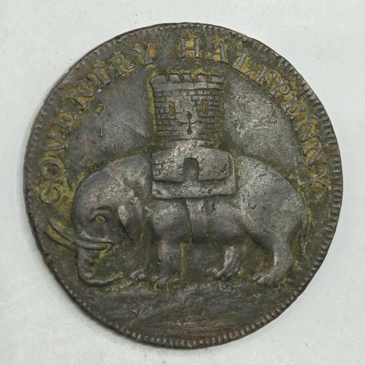 【淘币小摊】限时拍第七百八十四拍  老铜币场  满百包邮可预留两周  周一统一发货  英国1792年戈黛娃夫人半便士铜代币