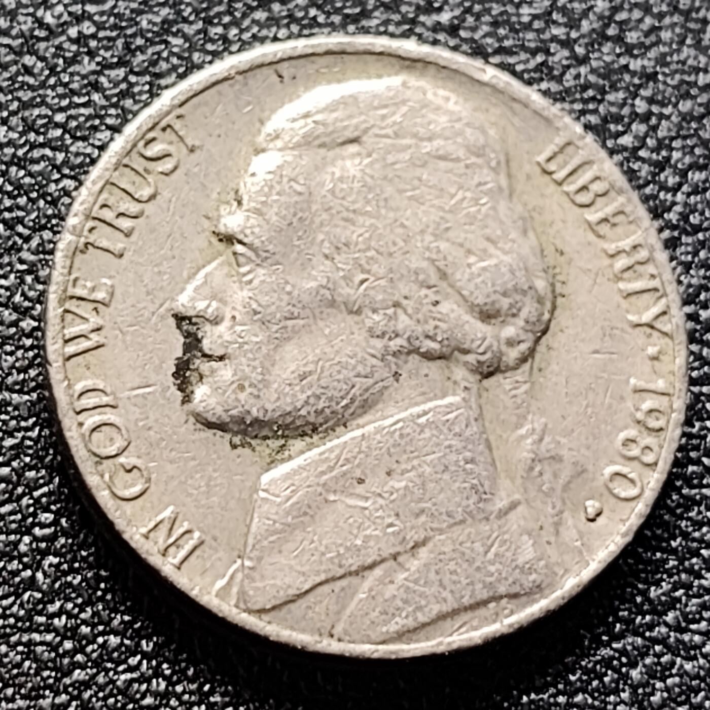 泉币菌-第122场-精品福利场 美国1980年5美分纪念币 杰斐逊 及 故居蒙蒂塞洛庄园 21mm 