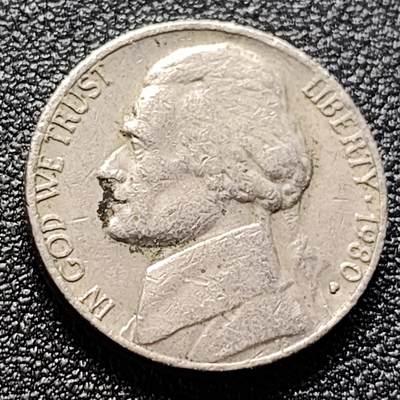 泉币菌-第122场-精品福利场 - 美国1980年5美分纪念币 杰斐逊 及 故居蒙蒂塞洛庄园 21mm 