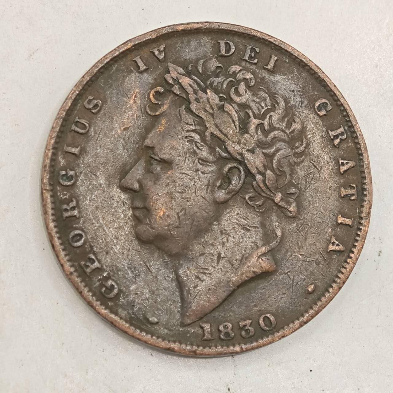 【淘币小摊】限时拍第七百八十四拍  老铜币场  满百包邮可预留两周  周一统一发货  英国1830年乔治四世法新铜币